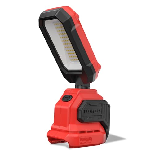 CRAFTSMAN V20 6500K LED Rechargeable Work Light, 2000LM &1000LM 2 Brightness Settings, Hook and Clamp for Multiple Mounting Options, Cordless, Battery Not Included