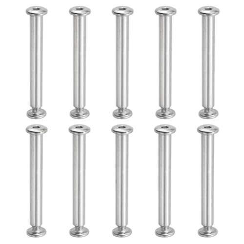 PATIKIL Hex Chicago Screws, 10 Set Binding Screw Posts M6 x 60 mm Connecting Hex Drive Socket Cap Bolt Nuts for Scrapbook Leather Belt Album Photo Furniture Repair, Silver - size: M6 x 60