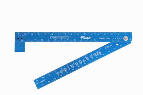 Swanson Aluminum Framing Wizard Folding L Square with Layout Guide, T001WZ | Innovative 5-in-1 layout tool that functions as a square, pitch finder, and line scriber with user manual and allen wrench