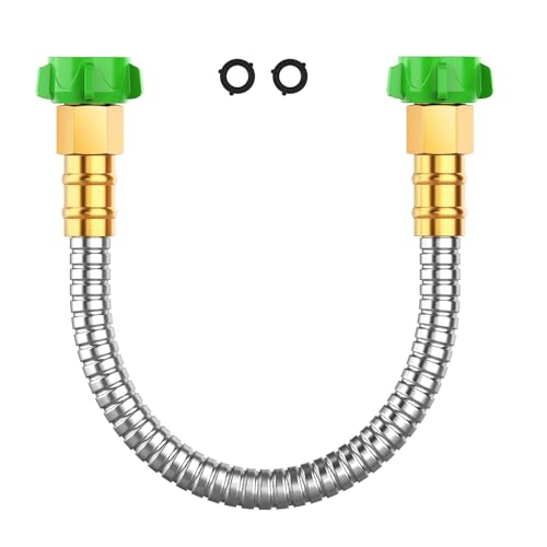 Metal Garden Hose Connector 2FT, Stainless Steel Small Hose Extension Adapter for Hose Reel, Short Flexible, Lightweight & Heavy Duty Water Pipe, No Kinking Outdoor Water Hose for Yard - size: 2FT