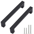 Cabinet Pulls Matte Black Cabinet Handles Square Drawer Pulls, 10 Pack 5 Inch Stainless Steel Kitchen Door Cupboard Cabinet Handles, Drawer Hardware Handles, 128mm Hole Centers - size: 5 inch Hole Centers(128mm)