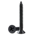 150PCS Wood Screws 1 Inch, #6 x 1 Black Screws, Black Dacromet Flat Head Phillips Self Tapping Suitable for Furniture, Woodworking - size: 6 x 1"