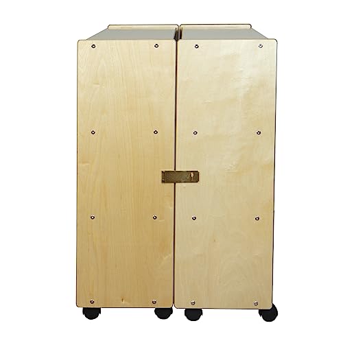 Contender Extra Large Folding Mobile Storage Organizer for Daycare Classroom Preschool, Wood Furniture on Rolling Casters with 4 Shelves for Toys, Puzzles, Books - style: Ready To Assembled