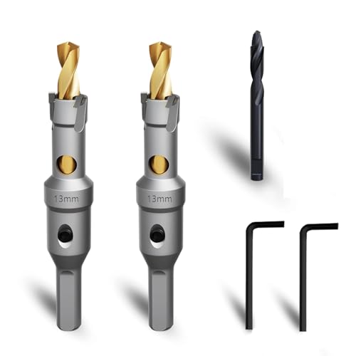 Metal Hole Saw 1/2''(13mm) 2Pcs Set Heavy Duty Tungsten Carbide Tipped Hole Cutters Set with a nitrided Step Drill and L-flench, for Steel Iron,Aluminum,Stainless stell,Plastic - size: 1/2''(13mm)-2PCS
