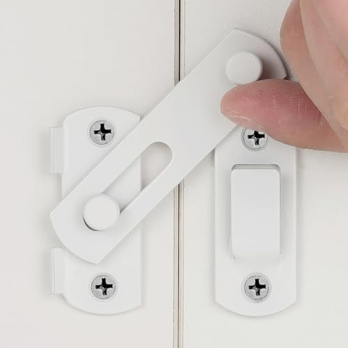 2 Packs White Stainless Steel Barn Door Latch Bi-fold Door Lock_S - color: Small White