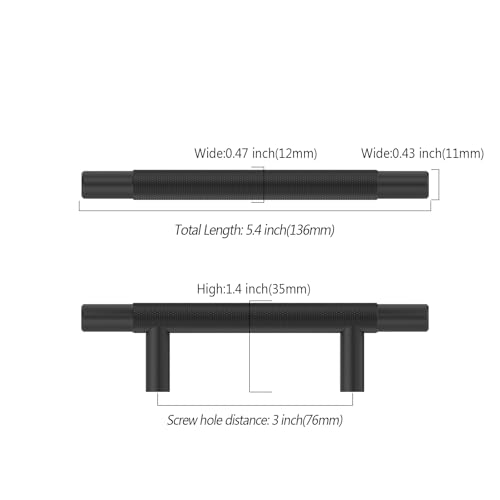 Asidrama 10 Pack 3 Inch(76mm) Matte Black Knurled Kitchen Cabinet Handles, Cabinet Pulls Kitchen Cabinet Hardware for Cupboard Drawer Pulls - color: Matte Black, size: 3" Hole Center