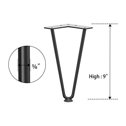 SMARTSTANDARD 9 Inch Heavy Duty Hairpin Furniture Legs, Black 4PCS - color: Black, size: 9 Inch