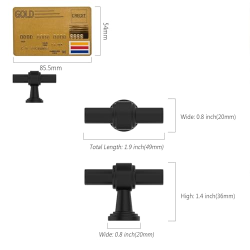 Amerdeco 10 Pack Matte Black Cabinet Knobs 1.46 Inch(37mm) Single Hole Cabinet Handles Rectangle Dresser Knobs Drawer Knobs and Pulls for Bathroom Cabinets ZH0069 - color: Matte Black, size: 1.46" Single Hole