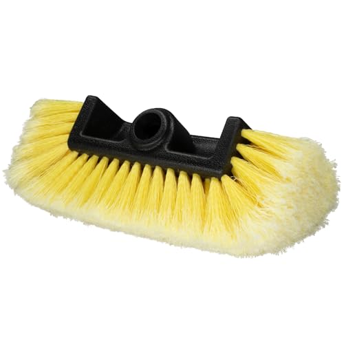 CARCAREZ 10" Car Wash Brush Head with Soft Bristle for Auto RV Truck Boat Camper Exterior Washing Cleaning, Yellow (1, 10" Small) - size: 10" Small