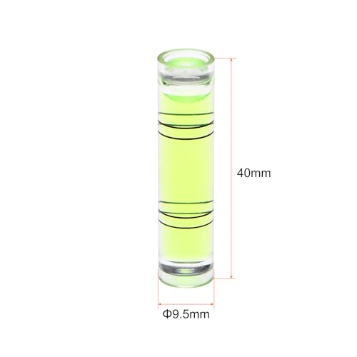 HARFINGTON 4pcs Green Cylindrical Bubble Level, 9.5x40mm, Mini Bullseye Spirit Levels for Camera Tripod Telescope Workshop Turntable Pictures Frame - size: 9.5x40mm