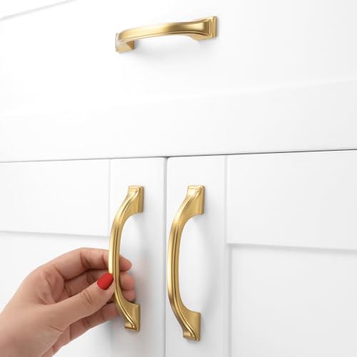Brushed Gold Cabinet Pulls 3 Inch Gold Drawer Pulls 10 Pack 8222 - color: Brushed Gold, size: 3 Inches, style: 10 Pack Arch Pull