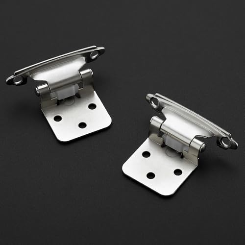 30 Pack 15 Pair Brushed Nickel Cabinet Hinges, 1/2" Overlay Kitchen Hinges - color: Satin Nickel, size: 1/2" Overlay
