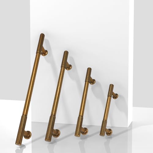 10 Pack Antique Brass Cabinet Pulls 4 Inch(102mm) Kitchen Cabinet Handles Solid Zinc Alloy Cabinet Hardware Drawer Pulls - color: Antique Brass, size: 4" Hole Center