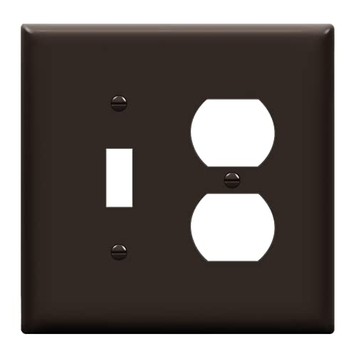 ENERLITES 2-Gang Toggle/Duplex Combination Wall Plate, Brown - color: Brown, size: Mid-Size