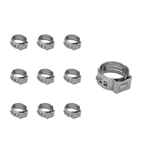 50pcs Single Ear Hose Clamps Kit, 304 Stainless Steel Heavy Duty Cinch Clamp Rings Assortment for Fuel Line, Radiator, Vacuum Hose, Automotive & Plumbing - size: 15.3-18.5mm