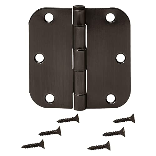 Amazon Basics Rounded 5/8 Radius Interior Door Hinges with Screws, 3.5" x 3.5", Oil Rubbed Bronze, 18-Pack - color: Oil Rubbed Bronze, size: 18 Pack