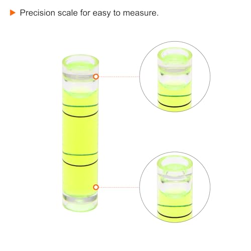HARFINGTON 10pcs Small Cylindrical Bubble Level Vials 8x35mm PMMA Mini Horizontal Bubble Spirit Level Measuring Layout Tools for RV TV Picture Frame Hanging Tool Leveler - size: 8x35mm