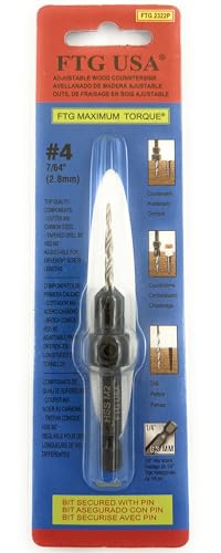 FTG USA #4 (7/64") Adjustable Tapered Wood Countersink Drill Bit - size: #4, style: w/o Depth Stop