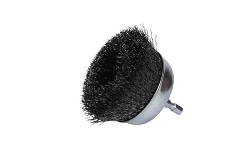 Century Drill & Tool 76221 Drill Cup Wire Brush, 2-3/4" Coarse & Crimped | 1/4" shank, 0." wire diameter, cuts steel & metal, heat and rust resistant coating - size: 2-3/4-Inch Coarse