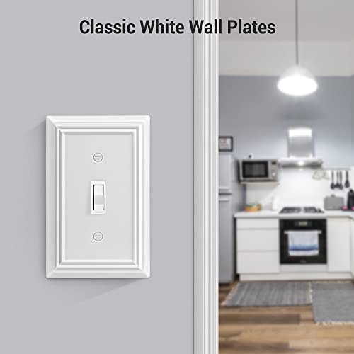 DEWENWILS Toggle Wallplate, Metal Light Switch Covers with White Finish - color: White, size: 1 Toggle 4PK