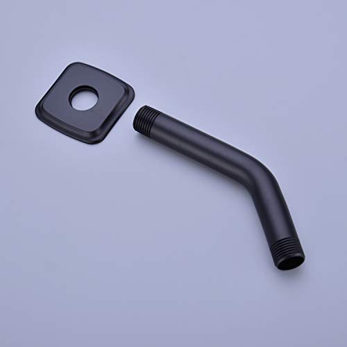 TRUSTMI 6-Inch Angled Shower Arm with Flange, Solid Stainless Steel, Wall Mounted Replacement Extension Tube for Fixed Shower Head, Matte Black - color: Matte Black