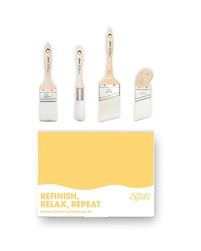 Zibra 4-Piece Furniture Paint Brush Set, Pro Grade, for Refinishing Projects and Painting Furniture - style: Furninture Refinishing