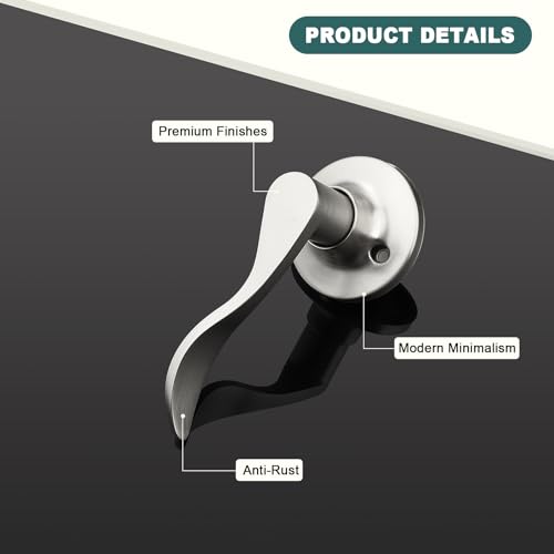 GOBEKOR 5 Pack Single Dummy Lever Door Handle Satin Nickel Wave Left-Handed Door Levers Single Side Non-Turning Door Handle for Pantry - size: Left-Handed Dummy Lever