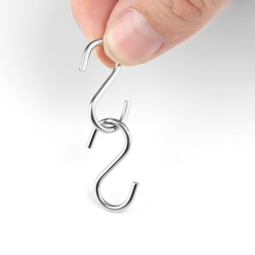Senkary 100 Pieces 1 Inch Mini S Hooks Small S Hooks Stainless Steel S Shaped Hooks for Ornaments, Jewelry and Hanging (Silver) - color: Silver, size: 1 Inch