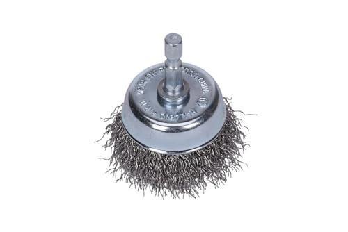 Century Drill & Tool 76211 Drill Cup Wire Brush, 1-3/4" Coarse & Crimped | 1/4" shank, 0." wire diameter, cuts steel & metal, heat and rust resistant coating - size: 1-3/4-Inch Coarse