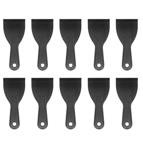 HARFINGTON 10pcs Putty Scraper 3" Width 6mm Thin Flexible Plastic Putty Knives for Taping Drywall Spreading Painting Wall Scratching - color: Black, size: 3"