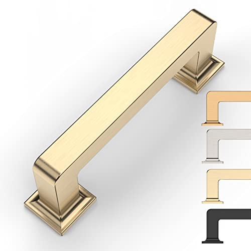 9BUILD 10 Pack 3 Inch Brushed Brass Cabinet Pulls,Kitchen Hardware - color: Brushed Brass, size: 3"/76MM Hole Center
