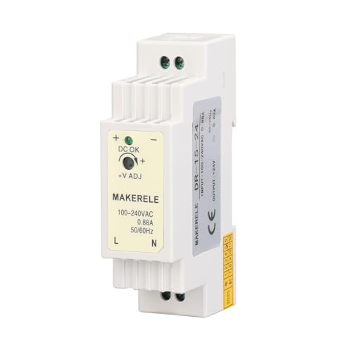 MAKERELE 15W 24V DR AC to DC Slim DIN Rail Power Supply - style: 15W-24V