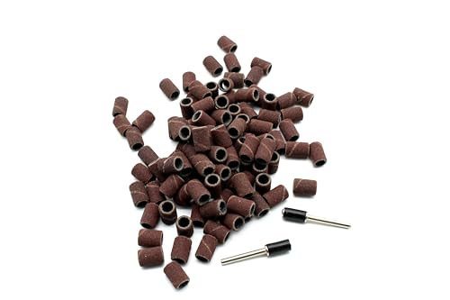 TEMO 100p 1/4" Grit 60 Coarse Sand Drum w 2p Mandrel for Dremel Rotary Tool - size: 1/4" #60