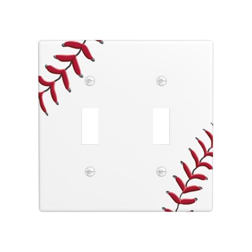 Baseball Double Toggle Light Switch Cover Plate | Fits standard 2-gang toggle and rocker switches, Durable polycarbonate thermoplastic with fade-resistant printed finish - color: Baseball, size: Double Toggle