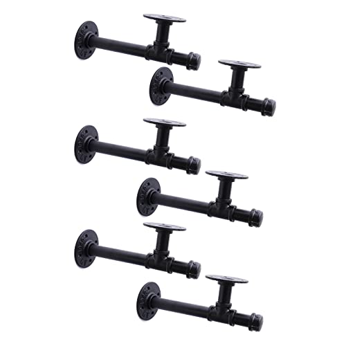 3/4" Industrial Pipe Shelf Brackets, Black Iron Wall Mounted DIY Shelving Brackets Hanging Custom Pipe Brackets for Floating Shelves (6, 10 Inch) - size: 10 Inch