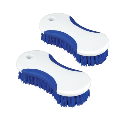 CELOX 2 Pack Multi Purpose Heavy Duty Scrub Brush, Deep Clean Brush for Tile Floors and Walls, Shower Doors, Tubs - color: White Blue-2pack