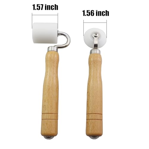 2PCS Wallpaper Smoothing Roller Wallpaper Home Decoration DIY Tools Shaded Corner Round Seam Roller Flat Roller Wooden Handle Handmade Special Repair For Flat and Corner Wallpaper Installation
