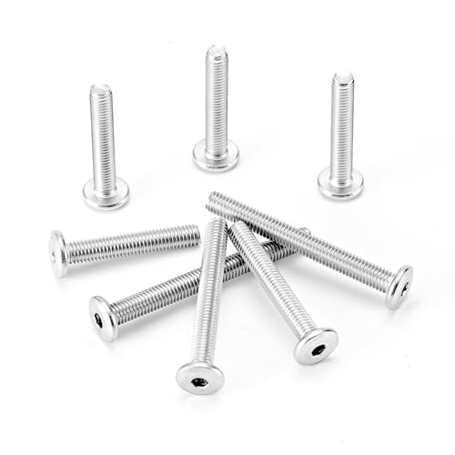 M5 x 30mm 35mm 40mm 45mm 50mm Flat Round Head Hex Socket Cap Screws Bolts, Furniture Screws, 304 Stainless Steel, Allen Hex Drive, Metric Fully Threaded, Bright Finish, Assortment Kit 50PCS - size: M5 x 30/35/40/45/50mm (50PCS)