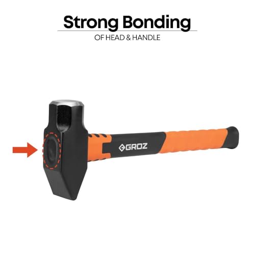 Groz Blacksmith's Hammer with Fiberglass Handle (1.8kg)| Lightweight & Tough | Overstrike Protection | Cross Peen Hammer for Industrial, Household Use | 14" Hammer |BH/FG/2.5/14