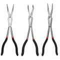 3PCS 13" Double Jointed Long Needle Nose Pliers Set, Ergonomic Soft Grips - size: 3pcs-Straight/45/90