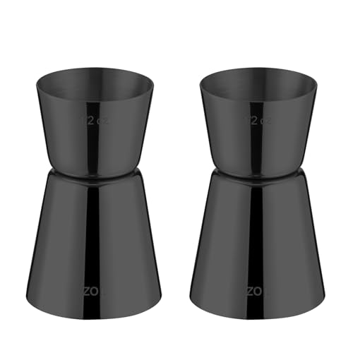 Briout 2Pcs Double Cocktail Jigger for Bartending,1OZ 1/2OZ,Flat Edge Black - color: Black, size: Flat Edge-0.5oz/1oz-2PC