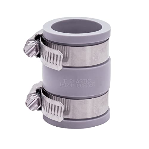Fernco 1056-100 1-in. Flexible PVC Pipe Coupling for Plastic and Copper Plumbing Connections in Gray - size: 1 Inch