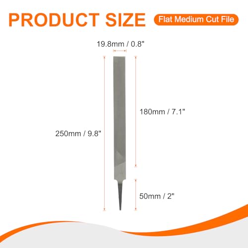 HARFINGTON 2pcs Flat Medium Cut File 8" Double Cut Teeth High Carbon Steel Hand Rasp File without Handle for Metal Wood Deburring Removing - size: 8", style: Medium