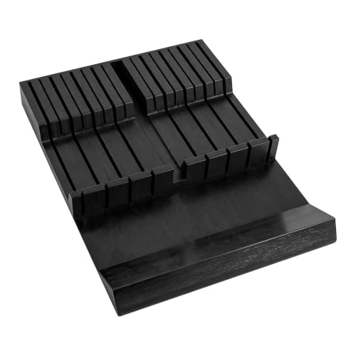 Utoplike Bamboo In-Drawer Knife Block Organizer, Drawer Knife Holder Black - color: Black, size: 16 Holder
