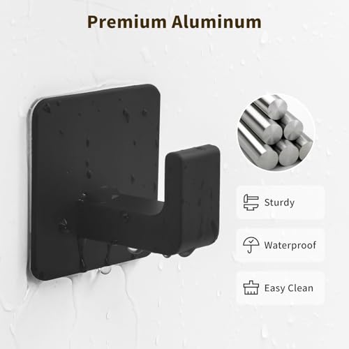 GWAAZXGZ Square Self Adhesive Towel Hooks - 6 Pack Matte Black Metal Hooks - color: Black, size: 6 Pack