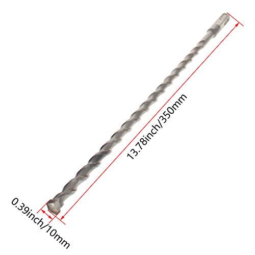 Utoolmart Masonry Drill Bit 10mm x 350mm Carbide Tipped Rotary Hammer Bit Square Shank for Impact Drill 1Pcs - size: Square handle 10*350