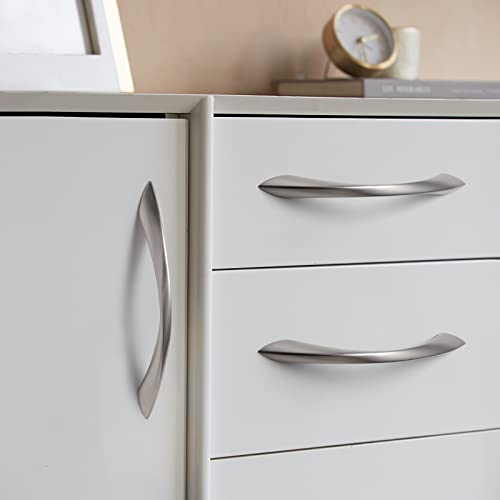 10 Pack Brushed Nickel Cabinet Pulls 5 Inch Arch Twisted Silver Handles Drawer Kitchen Cupboard Bathroom Dresser Cabinet Hardware Zinc Alloy - color: Brushed Nickel, size: 5 Inch Hole Centers