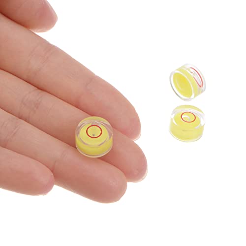 HARFINGTON 3pcs Round Bubble Level 12x6mm Mini Circular Bullseye Spirit Levels for Leveling Camera Tripod Telescope Workshop Turntable Pictures Frame, Yellow - color: Yellow (Red Circle), size: 12x6mm