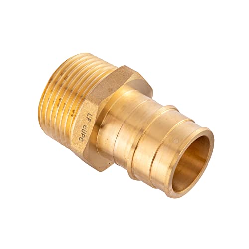 5 piece EFIELD Brass Expansion Pex A 1/2"x 3/4" Male NPT Adapter Fitting - size: 1/2" x 3/4" (Brass, Pack of 5)