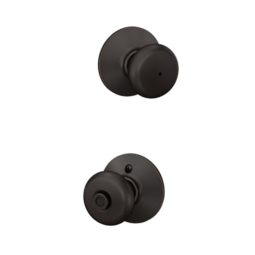 Schlage F40 PLY 716 Plymouth Door Knob, Bed & Bath Privacy Lock, Aged Bronze - color: Aged Bronze, size: Standard